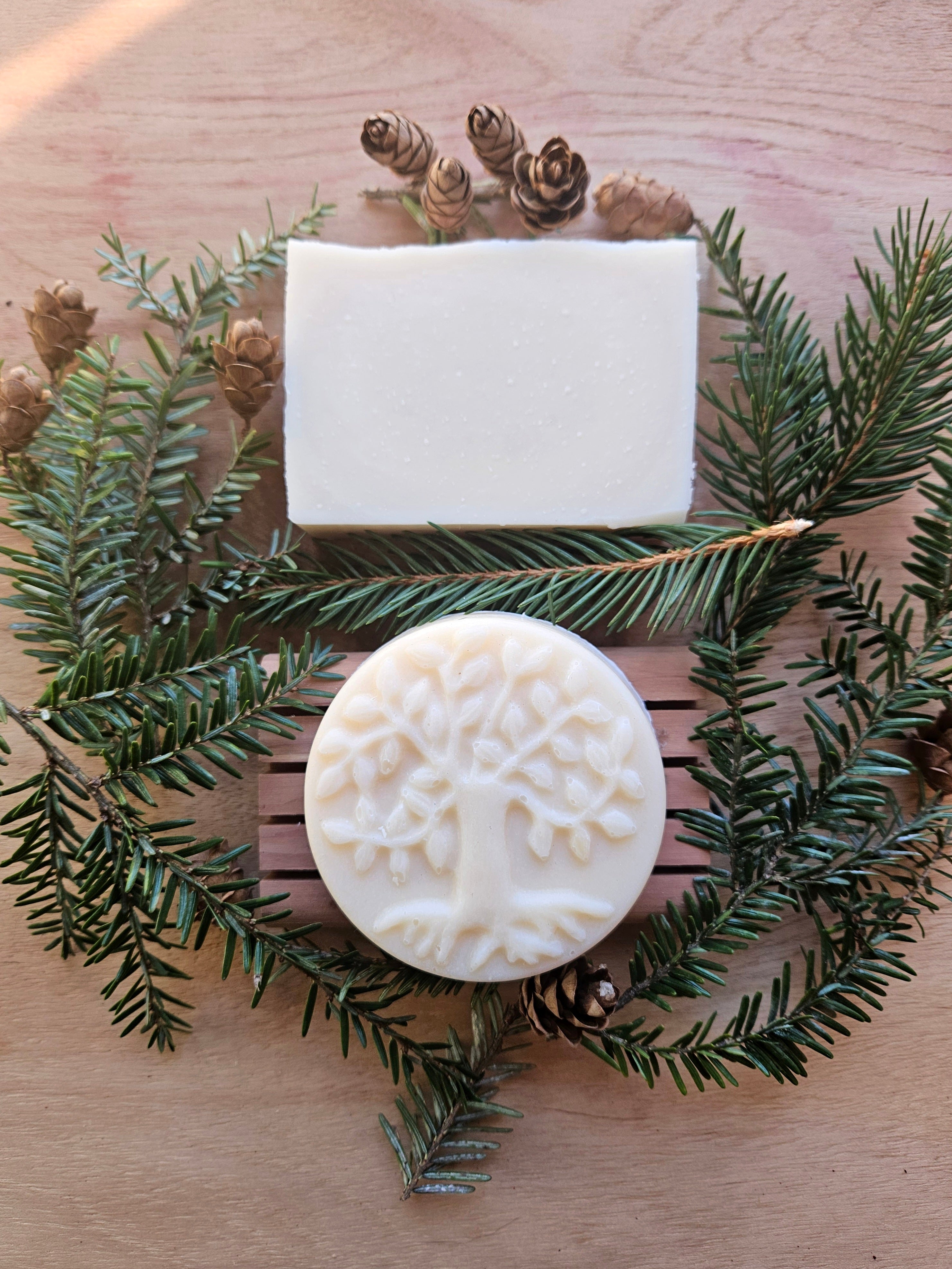 Cold Process Lard Soap Evergreen Handmade by Bumble