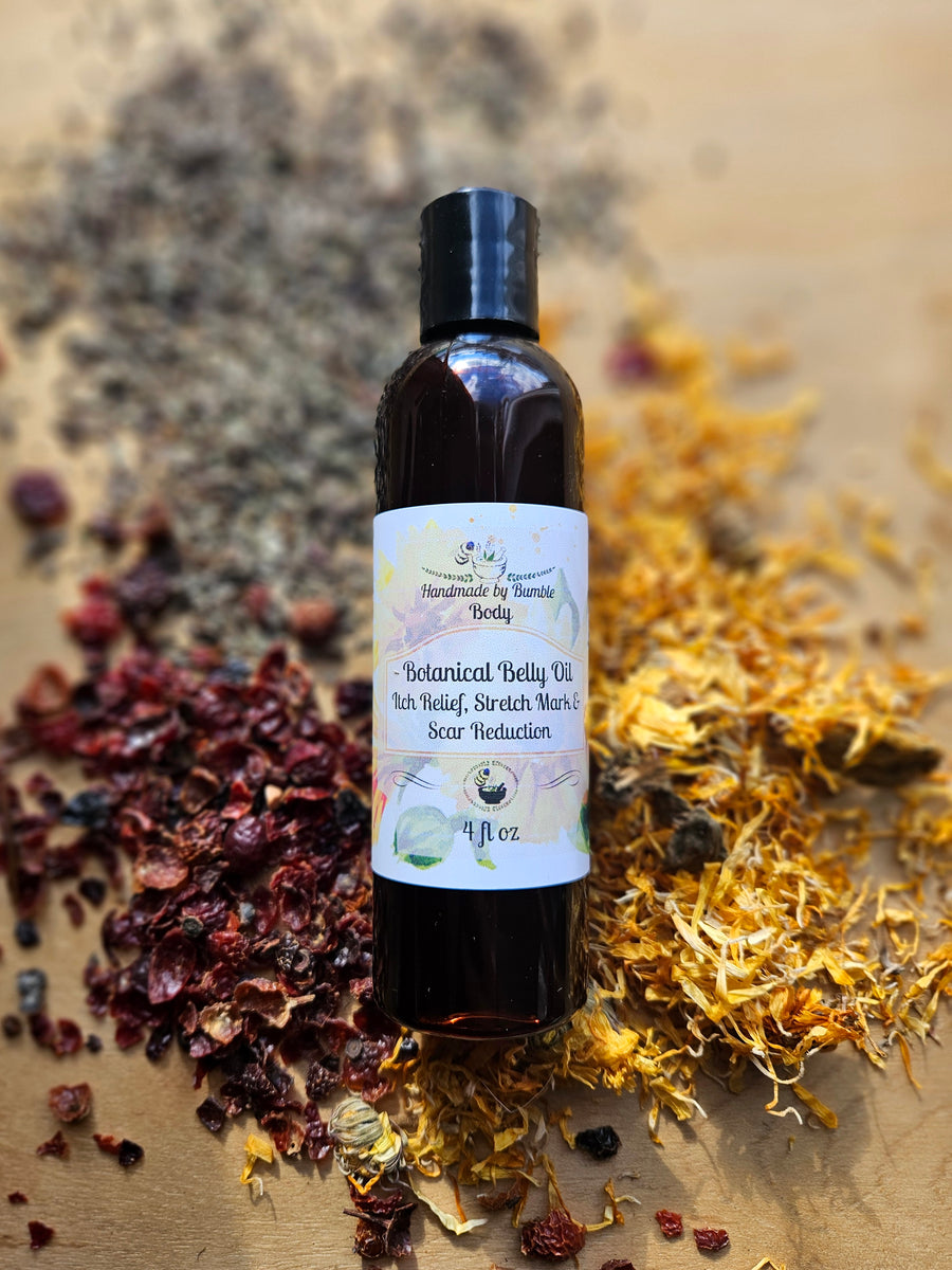Herbal Belly Oil for Itch Relief, Stretch Mark and Scar Reduction